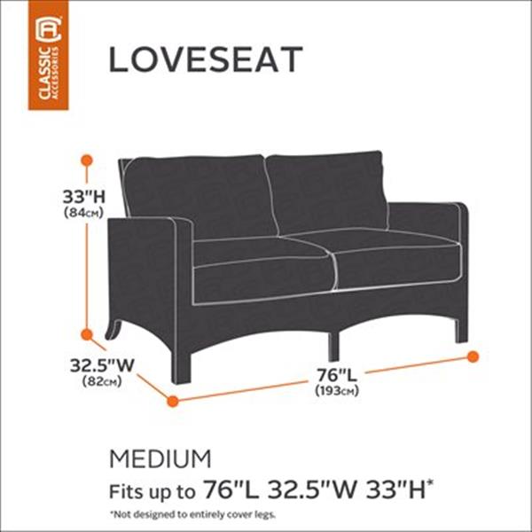 Classic Accessories Ravenna 76-in Sofa/Loveseats Cover - Polyester - Dark Taupe