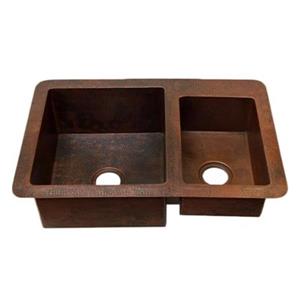 Novatto Guadalajara 60/40 Split Copper Kitchen Sink,TCK-006A