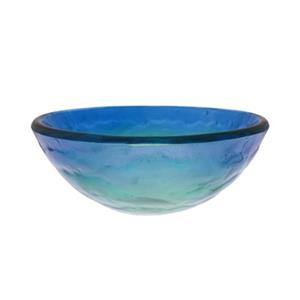 Novatto Mare Blue, Yellow and Green Swirled Round Glass Vess