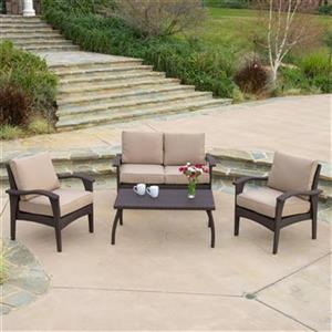 Best Selling Home Decor Honolulu Outdoor Conversation Set, Beige/Brown