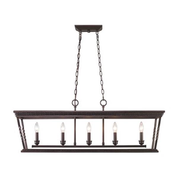 Golden Lighting 4214-LP EB Davenport 5 Light Linear Pendant,