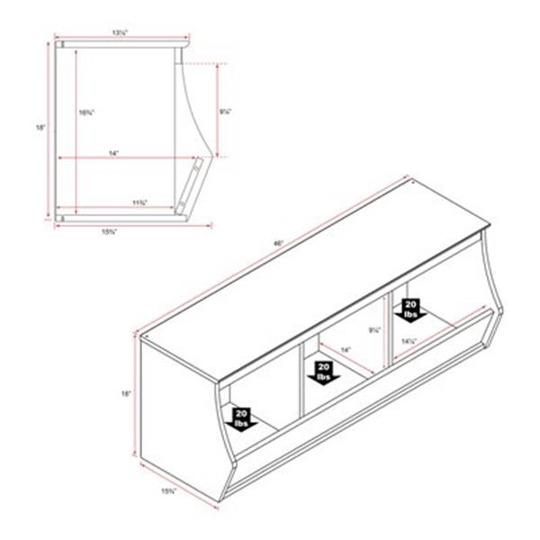 Prepac Monterey Stacked 3-Bin Storage Cubby (Set of 2),WRSM-