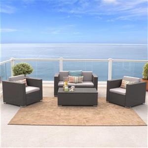 Best Selling Home Decor Puerta 4-Piece Outdoor Wicker Furniture Set - Grey