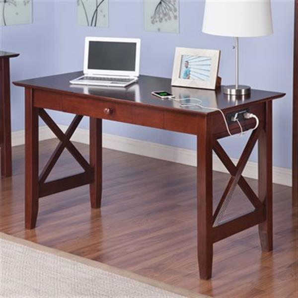 AFI Furnishings Lexi Desk with Drawer and Charging Station in Walnut