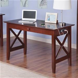 AFI Furnishings Lexi Desk with Drawer and Charging Station in Walnut