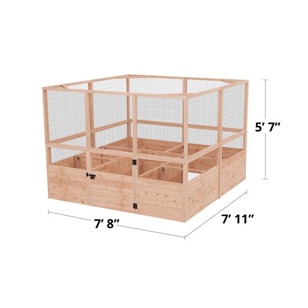 Outdoor Living Today 8-ft x 8-ft Western Red Cedar Garden Bed with Deer Fence Kit