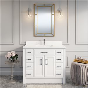 Spa Bathe Calumet 42-in White Single Sink Bathroom Vanity with White Solid Surface Top