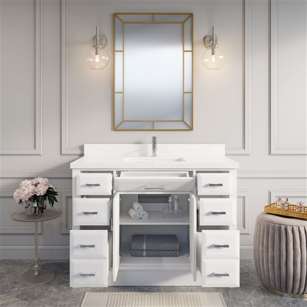 Spa Bathe Calumet 48-in White Bathroom Vanity with White Solid Surface Countertop