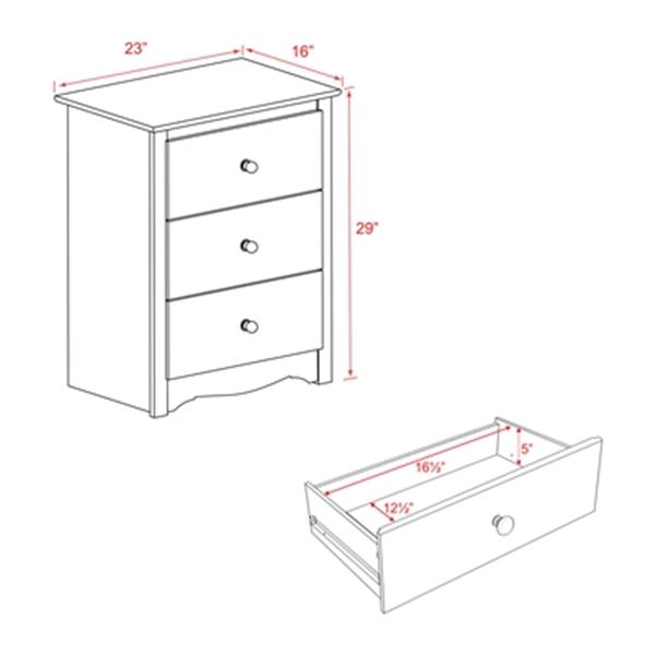 Prepac Furniture Monterey Tall 3-Drawer Nightstand-WDC-2403