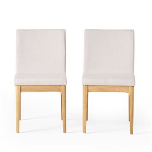 Kwame Ligh Beige Fabric/ Oak Finish Dining Chair (Set of 2)