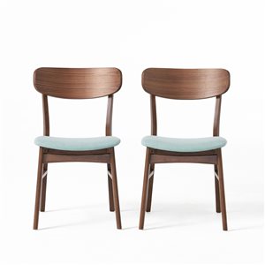 Lucious Mint Fabric/ Walnut Finish Dining Chair (Set of 2)