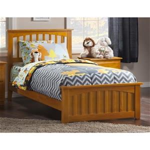 Atlantic Furniture Mission Twin Traditional Bed with Matching Foot Board in Caramel