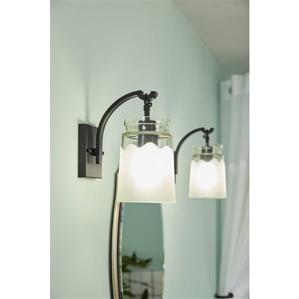 Golden Lighting 1405-1W BLK-CAG Travers 1-Light Wall Sconce,