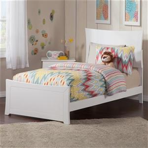 Atlantic Furniture Metro Twin Traditional Bed with Matching Foot Board in White