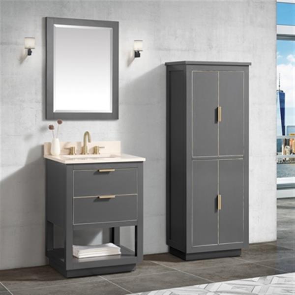 Avanity Allie 24-in Twilight Grey Bathroom Vanity Cabinet with Silver Hardware