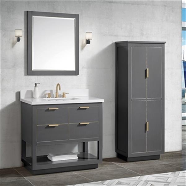 Avanity Allie 36-in Twilight Grey Bathroom Vanity Cabinet with Gold Hardware