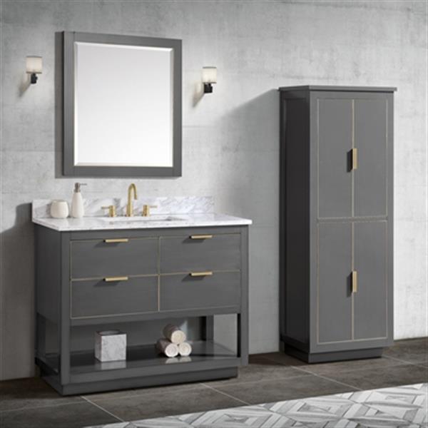 Avanity Allie 42-in Twilight Grey with Gold Trim Bathroom Vanity Cabinet