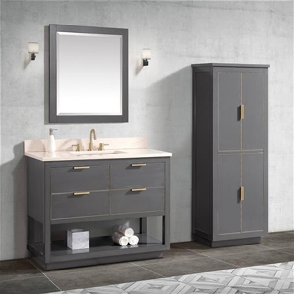 Avanity Allie 42-in Twilight Grey Bathroom Vanity Cabinet with Silver Hardware