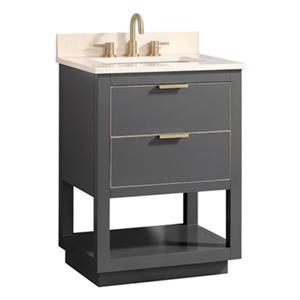 Avanity Allie 24-in Twilight Grey with Gold Trim Single Sink Bathroom Vanity with Beige Marble Top