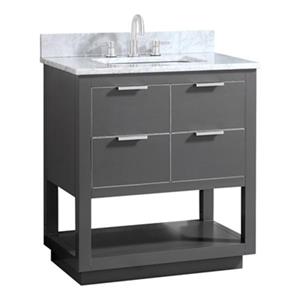Avanity Allie 30-in Twilight Grey with Silver Trim Single Sink Bathroom Vanity with White Marble Top