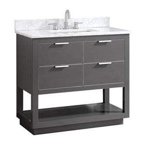 Avanity Allie 38-in Twilight Grey with Silver Trim Single Sink Bathroom Vanity with White Marble Top