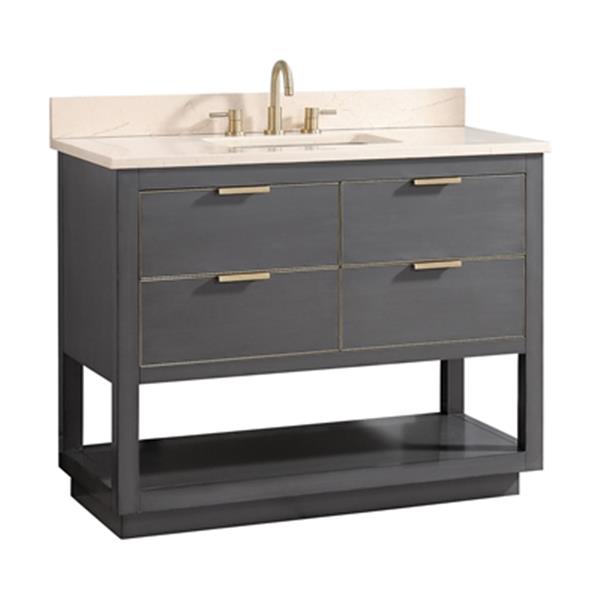 Avanity Allie 42-in Twilight Grey with Gold Trim Single Sink Bathroom ...