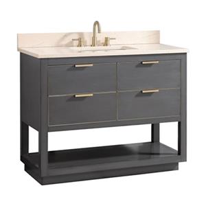 Avanity Allie 42-in Twilight Grey with Gold Trim Single Sink Bathroom Vanity with Beige Marble Top