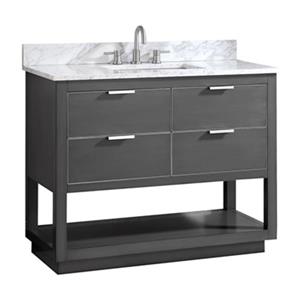 Avanity Allie 42-in Twilight Grey with Silver Trim Single Sink Bathroom Vanity with White Marble Top