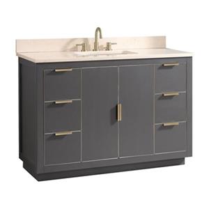 Avanity Austen 48-in Twilight Grey with Gold Trim Single Sink Bathroom Vanity with Beige Marble Top
