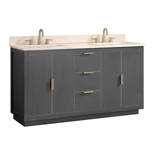 Avanity Austen 60-in Twilight Grey with Gold Trim Double Sink Bathroom ...