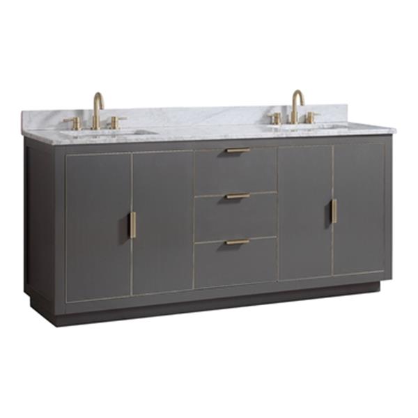 Avanity Austen 72-in Twilight Grey with Gold Trim Double Sink Bathroom ...