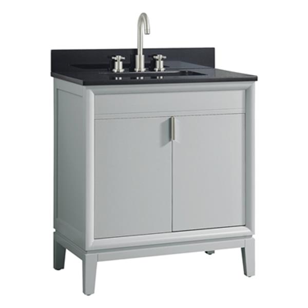 Avanity Emma 30-in Dove Grey Single Sink Bathroom Vanity with Black ...