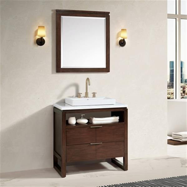 Avanity Giselle 32-in Natural Walnut Single Sink Bathroom Vanity with White Carrera Marble Top