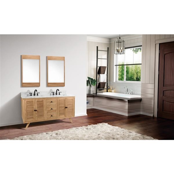 Avanity Harper 60-in Natural Teak Bathroom Vanity Cabinet