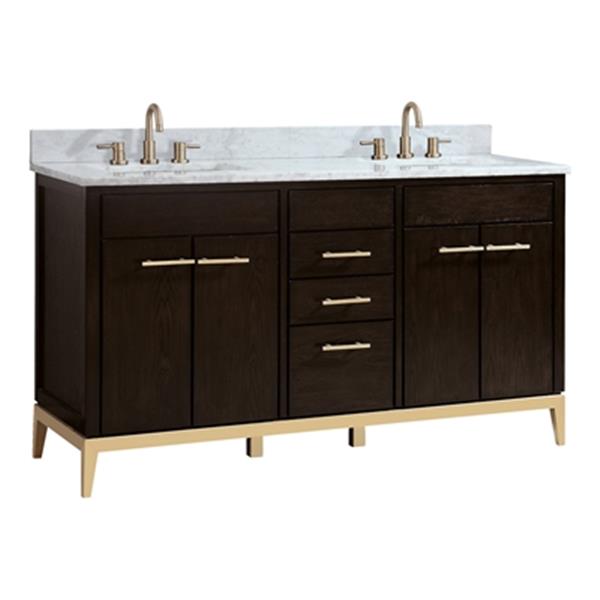 Avanity Hepburn 60-in Dark Chocolate Double Sink Bathroom Vanity with ...