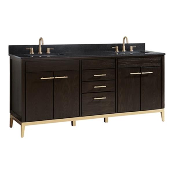 Avanity Hepburn 72-in Dark Chocolate Double Sink Bathroom Vanity with ...