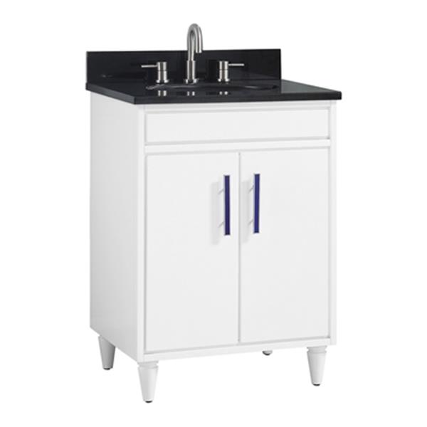 Avanity Layla 24-in White Single Sink Bathroom Vanity with Black Granite Top | RONA