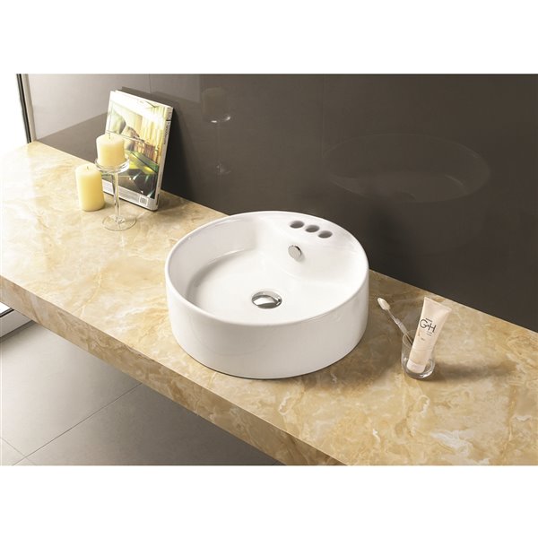 American Imaginations Above-Counter Vessel - 18.25-in - Ceramic - White