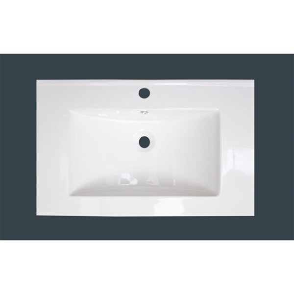 American Imaginations Vee Ceramic Top Set - Single Sink - 30-in - White