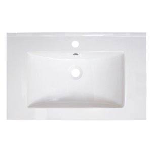 American Imaginations Vee Ceramic Top Set - Single Sink - 30" - White
