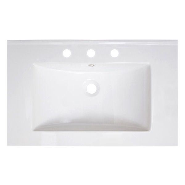 American Imaginations Bow 30-in White Single Sink Bathroom Vanity with White Ceramic Top
