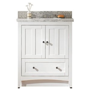 American Imaginations Shaker 30-in White Single Sink Freestanding Bathroom Vanity with White Carrara Quartz Top