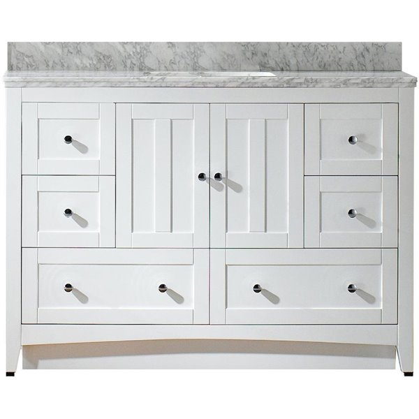 American Imaginations Shaker White 48-in Single Sink Bathroom Vanity with White Quartz Top