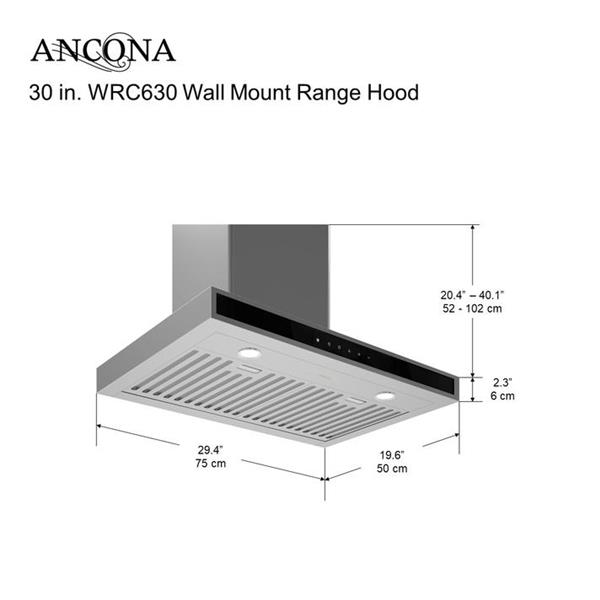 Ancona 30in WallMounted Range Hood (Stainless Steel) AN1509 RONA