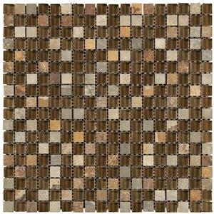 Mono Serra Group Glass Mosaic 12-in x 12-in Combo Brown 10 sq.ft. / case
