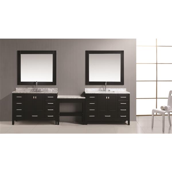 DESIGN ELEMENT London Two Vanities with Table and Mirror 126" Espresso RONA