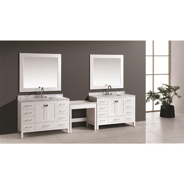 DESIGN ELEMENT London Two Vanities with Table and Mirror 126" White RONA