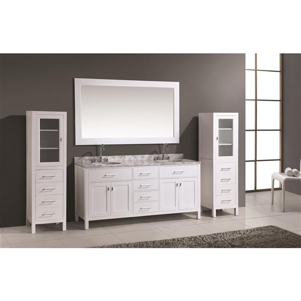 Design Element London Vanity And Two Linen Cabinets W Mirror 108