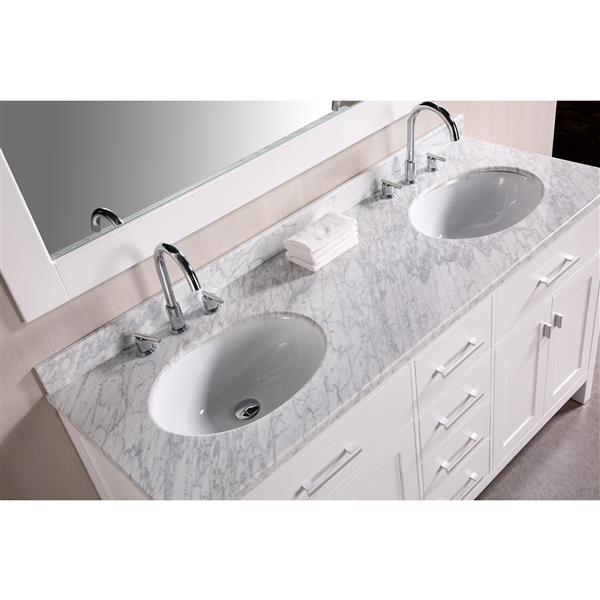 London Double Vanity with Matching Mirror - 61" - White