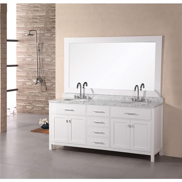 London Double Vanity with Matching Mirror - 61" - White